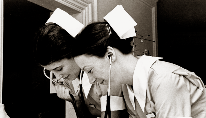 Nursing students at work at Lasell Junior College