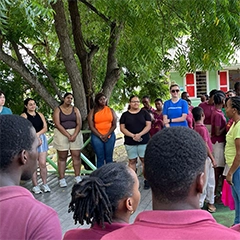 group of students in a circle