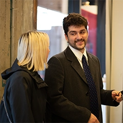 two students talking