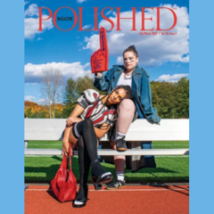 polished magazine cover with two female students