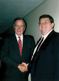 Professor DeBole with President George H. W. Bush