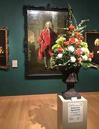 A floral display created by Jacqueline Paulding Hauser '50 for the Museum of Fine Arts, Boston.