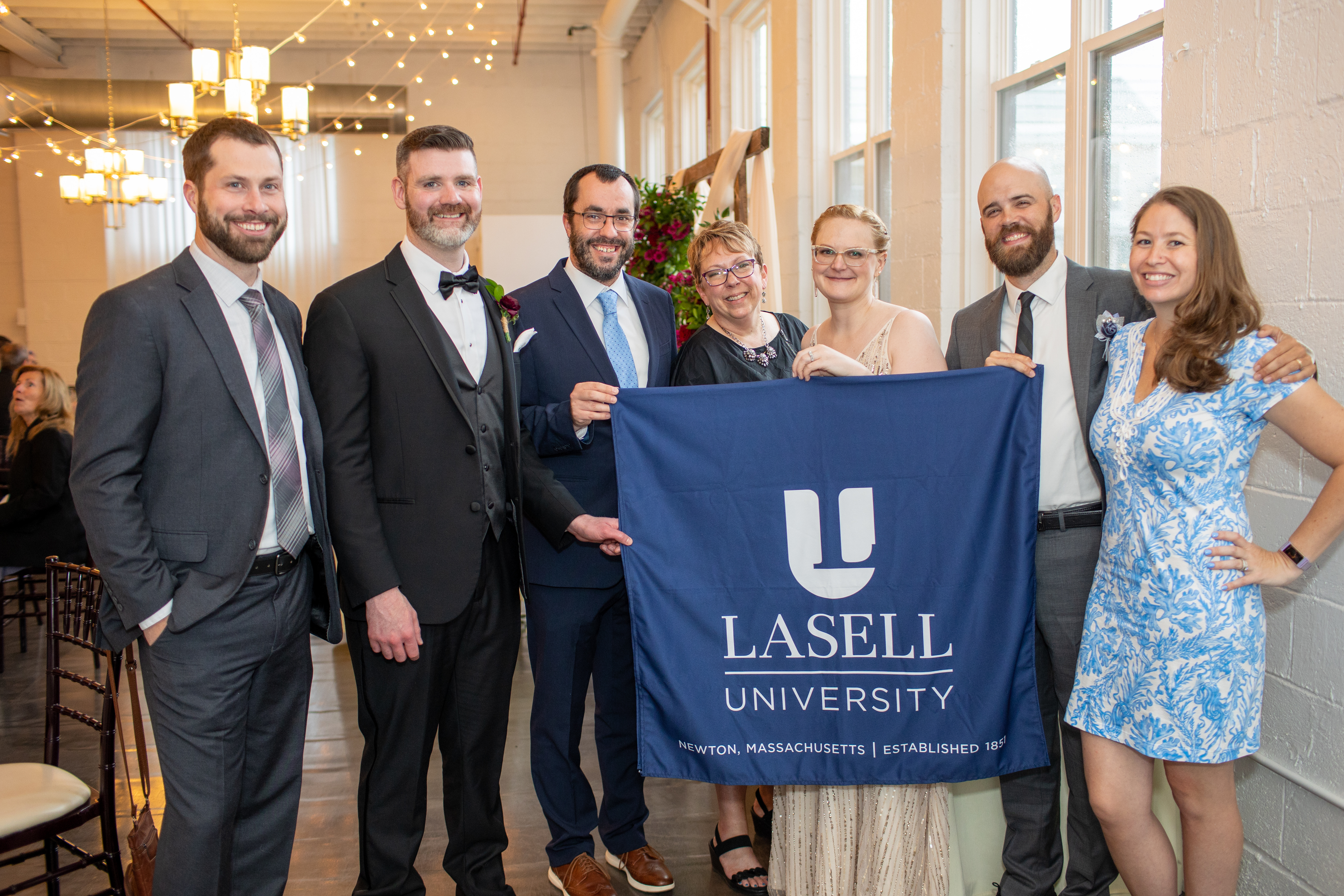 Brittany Baker '07 and Patrick Sullivan '16 wedding with Lasell guests