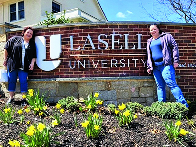 Carrieann Ray-Malfy '97 with Karen Quinn Nolin '97 on the Lasell campus