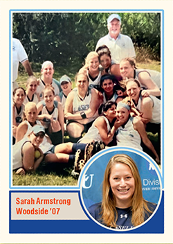 Coach Sarah Armstrong Woodside '07 as a player and as a Lasell softball coach