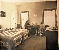 Dorothy Jane Stuhlbarg Kopple in her Lasell dorm room