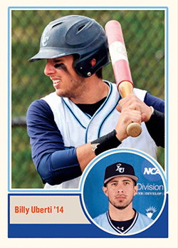 Coach Billy Uberti '14 as a player and as a Lasell coach