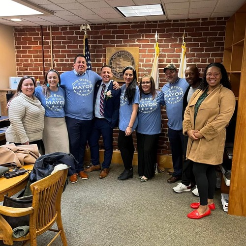 J. Christian Dumais '02 and Lasell classmates at his mayoral inauguration