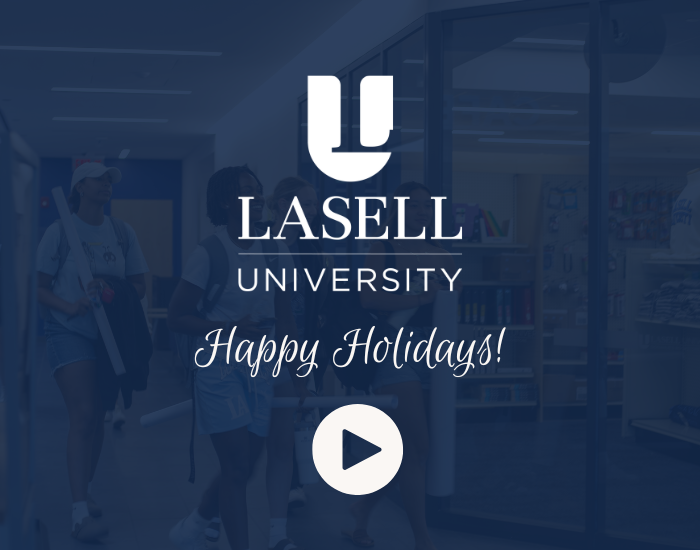 Snow Globe with snowman - Happy Holidays from Lasell