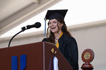 Catherine King '23 delivers undergraduate address at 2023 Lasell University Commencement
